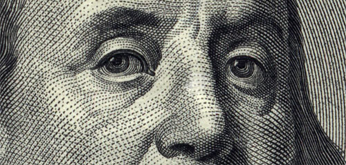 Benjamin Franklin bill up close