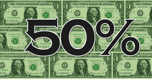 50 percent savings