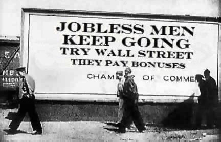 Jobless Men Keep Going (unemployment sign)