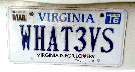 whatevs license plate